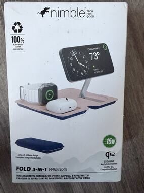 Nimble Fold 3-in-1 Wireless Travel Charging Station For Iphone /Blue
